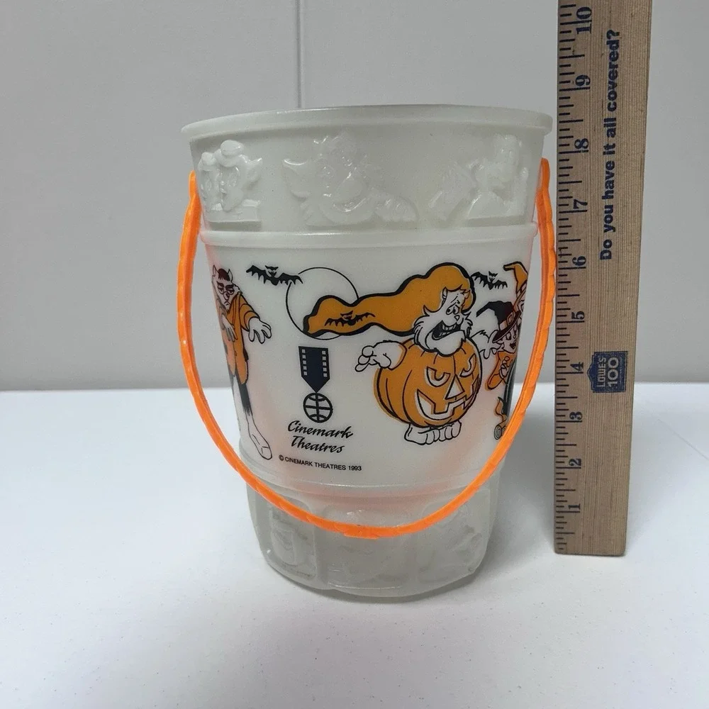 VTG‎ 1993 Cinemark Theatres Popcorn Bucket Halloween Theme Candy Glow In Dark